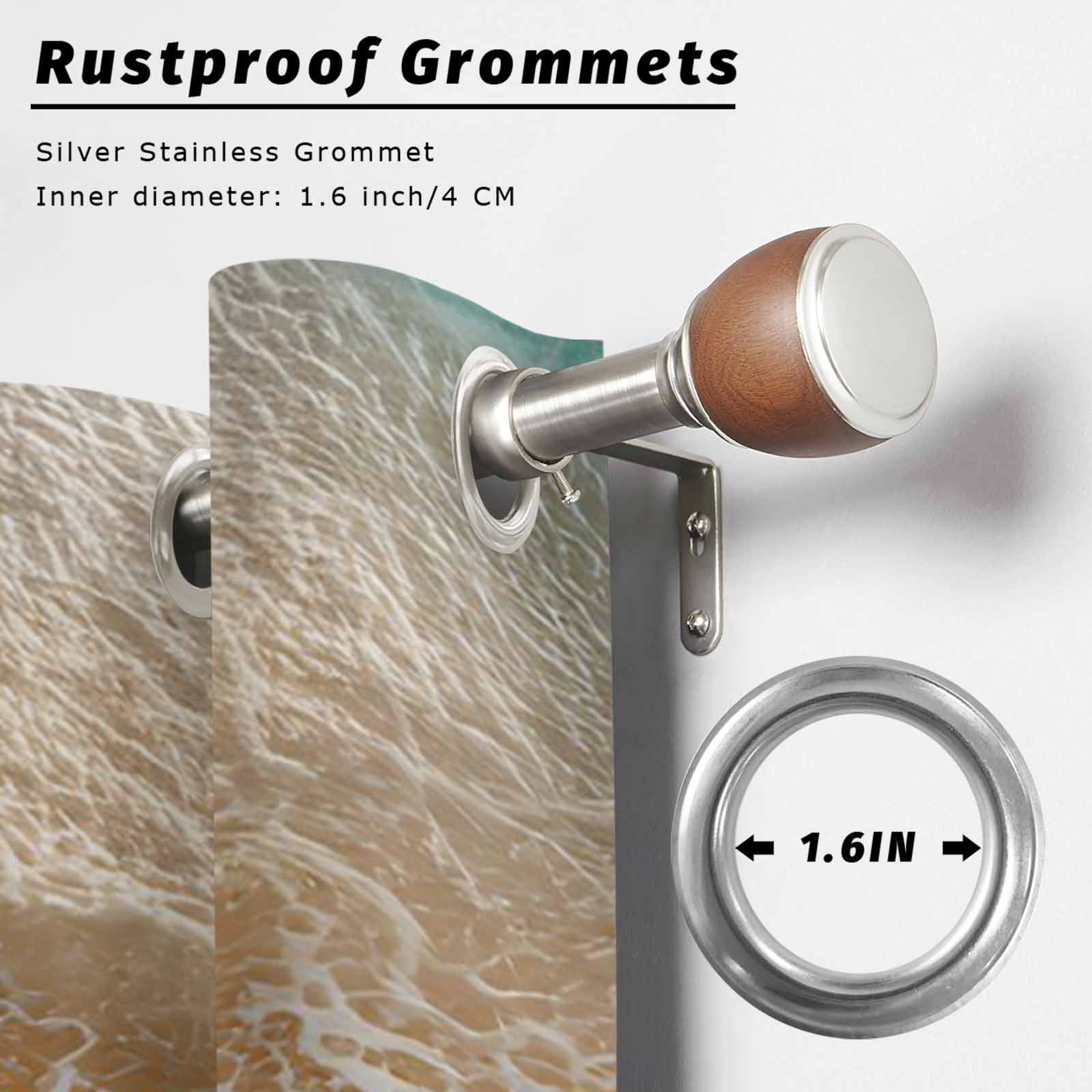 Summer Beach Outdoor Curtains for Patio, Ocean Waves Starfish Shell Conch Coastal Sunshade Privacy Drapes Grommet Waterproof Outside Curtains for Porch/Cabana/Balcony 54"x 108", 1 Panel