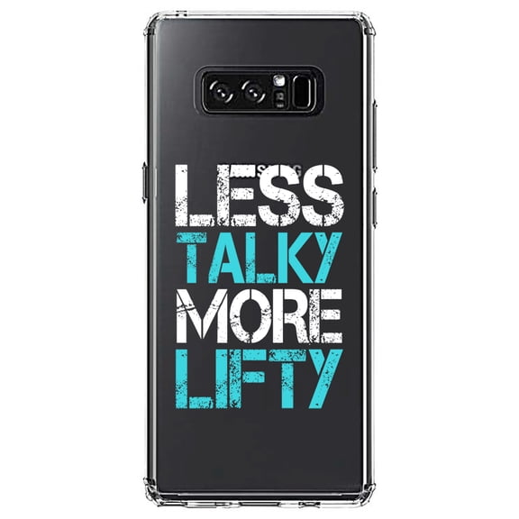 DistinctInk Clear Shockproof Hybrid Case for Samsung Galaxy Note 8 - TPU Bumper Acrylic Back Tempered Glass Screen Protector - Less Talky More Lifty