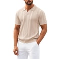 thumbnail image 5 of Men’s Long Sleeve Lapel Striped Knitted T-Shirt Casual Spring Fall Top, 5 of 8