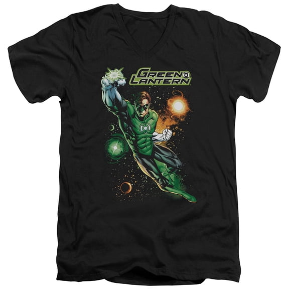 JLA Justice League Galactic Guardian S/S Adult V-Neck 30/1 T-Shirt Black