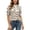 Coffee, variant on Women's Striped Patterned Top Ladies Casual Neck Short Sleeve T Shirt Summer Buttoned Ruffle Loose Fit Multicolor Soft Comfy Wear Tee