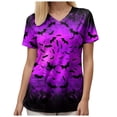 thumbnail image 3 of enyan Women's Halloween Shirts Spooky Season Short Sleeve T Shirt Halloween Pumpkin Ghost Fall Tee Top Halloween Tshirt Women(Purple,XXL), 3 of 7