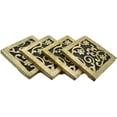 thumbnail image 3 of Store Indya Set of 4 Wooden Square Coasters with Holder for Tea Coffee Beer Wine Glass Drinks, Black Finish & Flower Carving, Tabletop Protection Perfect Coasters Fits Any Size of Drinking Glasses, 3 of 5