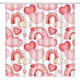 thumbnail image 3 of Valentine''s Day Shower Curtain Pink Boho Rainbow Sweet Heart Romantic Sweet Love for Lover Couple Creative Bathroom Decor Fabric Curtain with Hooks, 3 of 3