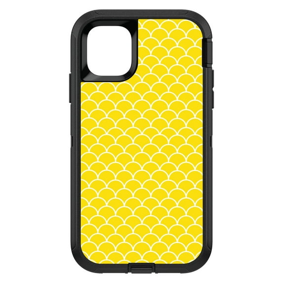 DistinctInk Custom SKIN / DECAL compatible with OtterBox Defender for iPhone 11 Pro (5.8" Screen) - Yellow White Scalloped Pattern