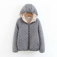 thumbnail image 4 of Fleece Lined Hooded Jacket for Women 2025 Fall Winter Checkered Long Sleeve Plain Zip Up Hoodie with Pockets Outerwear, 4 of 8