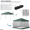 thumbnail image 4 of Outsunny Slant Leg Pop Up Canopy Tent with Netting and Carry Bag, Instant Sun Shelter, Tents for Parties, Height Adjustable, for Outdoor, Garden, Patio, (11.5'x11.5' Base / 10'x10' Top), Green, 4 of 6