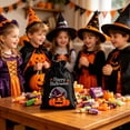 thumbnail image 6 of AZXY Halloween Drawstring Gift Bags Texture Pumpkin Print Candy Treat Pouches, Reusable Portable Multipurpose Goodie Sacks for Halloween Party Favors & Holiday Decor Storage, Black, 6 of 7