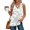 thumbnail image 5 of JTZGDY Boho Tank Tops for Women Cute Floral Printed Summer Sleeveless V Neck Camisole Vest Loose Fit Casual Side Slit Tunic Blouse 2025 Fashion Outfit Clothes Light Blue#04 XXL, 5 of 8