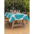 thumbnail image 2 of Outdoor Tablecloth with Umbrella Hole and Zipper, Turquoise Dahlia Rectangle Table Cloth 60x102 Inch Waterproof Tablecloth, Country Gray Abstract Floral Flowers Picnic Table Cover for Patio Camping, 2 of 7