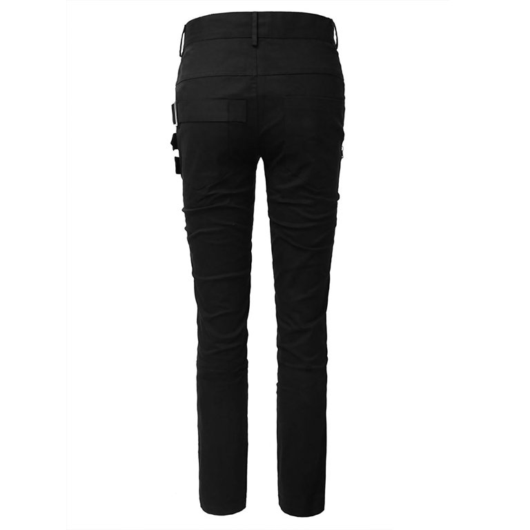 Unique Bargains Men's Patch Buckle Zipper Closure Gothic
