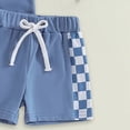 thumbnail image 6 of Boys Summer Outfits Toddler Baby Boy Summer Clothes Plaid Patchwork Short Sleeve T Shirt Tops and Stretch Shorts Boy Outfit, 6 of 6