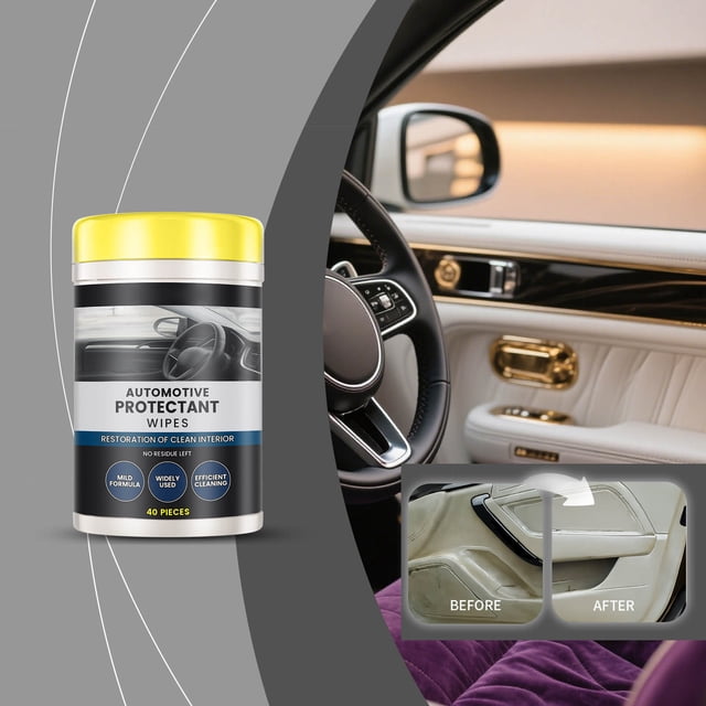 100ml Automotive Interior & Exterior Protective Wipes, Fading-Proof for Rubber & Plastic, Car Care Kit for Interior & Exterior, Long-Lasting Protection, Non-Toxic Formula for Car Surfaces