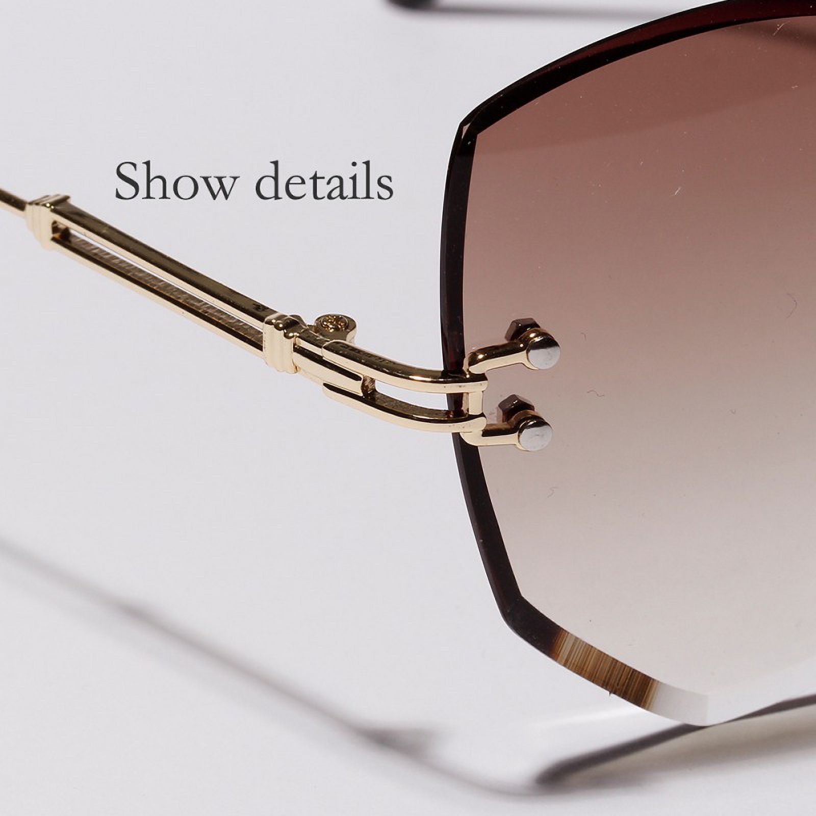 Women Shades Rimless Sunglasses Cat Eye Diamond-shaped Lens Sunglass Metal Frame Sunglasses for Women Men - image 5 of 5