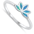 thumbnail image 4 of CHOOSE YOUR COLOR Blue Simulated Opal Lotus Flower Ring .925 Sterling Silver Band CZ Female Size 6, 4 of 4