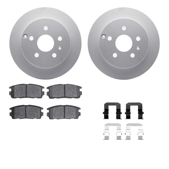 Dynamic Friction Company Rear Geospec Brake Rotors with 5000 Advanced Brake Pads includes Hardware 4512-48140