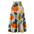 thumbnail image 5 of Womens Casual Elastic Waist Drawstring Midi Skirt Halloween Print Vacation Style Ruffle Hem A Line Flowy Skirt, 5 of 6