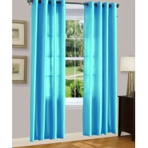 1 PANEL MIRA  SOLID TURQUOISE  SEMI SHEER WINDOW FAUX SILK ANTIQUE BRONZE GROMMETS CURTAIN DRAPES 55 WIDE X 84" LENGTH