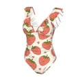 thumbnail image 4 of Yiaed Hand Drawn Strawberry Print Women's Ruffled One Piece Swimsuit V Neck Swimwear Slimming Monokini for Woman-Large, 4 of 8