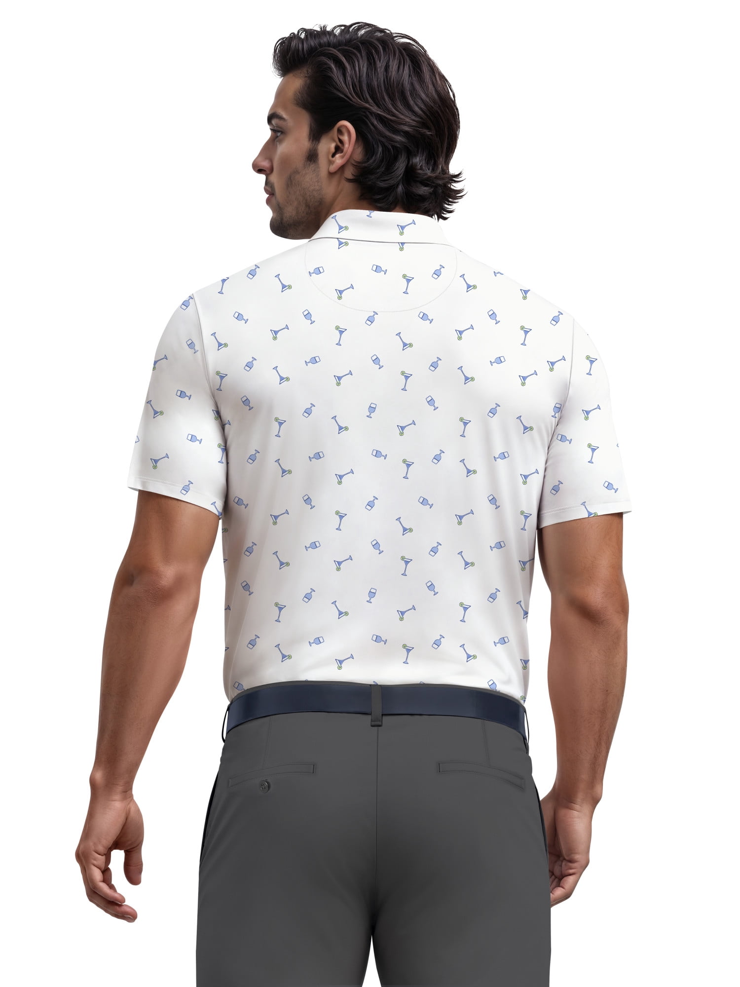 Ben Hogan Men's and Big Men’s Conversational Drink Printed Short Sleeve Golf Polo Shirt, up to Size 5XL