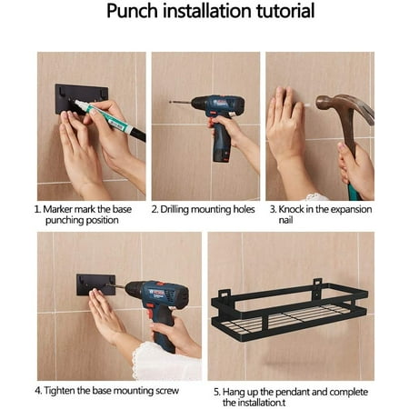 Shower Shelf Without Drilling 1 Tier Black Caddy Kitchen Spice Nail Free Stainless Steel Wall Floating For Bathroom 35cm Wide Canada - How To Hang Shelves On Walls Without Drilling Shower Shelf Without Drilling 1 Tier Black Caddy Kitchen Spice Nail Free Stainless Steel Wall Floating For Bathroom 35cm Wide Canada - How To Hang Shelves On Walls Without Drilling