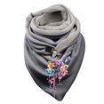 thumbnail image 1 of Women Flowers Butterfly Print Cotton Winter Warm Button Up Scarf, 1 of 3
