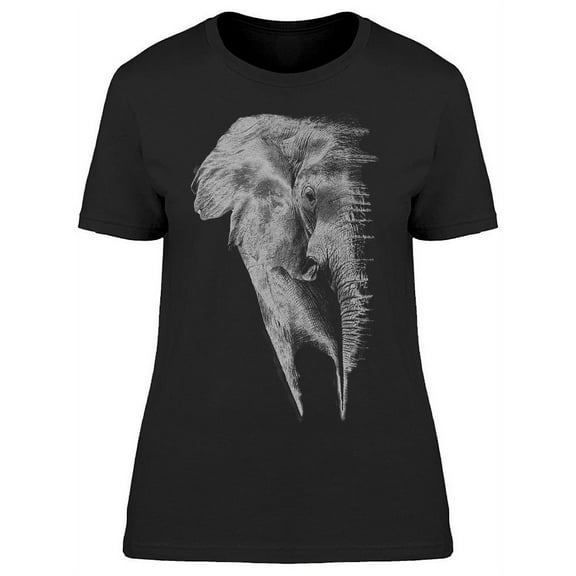 Half Face Of Elephant Artistic T-Shirt Women -Image by Shutterstock, Female Medium