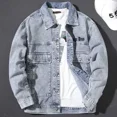 thumbnail image 4 of Chaqueta vaquera para hombre, otoño, estilo hip hop, abrigo vaquero para hombre con letras bordadas, precio más bajo, Y2k, holgada, de alta calidad, nueva, de tela, 4 of 5