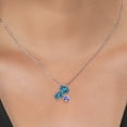 thumbnail image 3 of 925 Silver and 10K Yellow Gold London Blue Topaz and Blue Tanzanite Pendant Necklace for Women (2.95 Cttw, Oval 8X6MM, 7X5MM and 6X4MM, Gemstone November Birthstone, with 18 inch Chain), 3 of 4