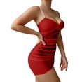 thumbnail image 6 of Mifsaly Women's One Piece Swimsuit Deep V Neck Twist Front Cutout Monokini Bathing Suit Ruched Tummy Control Swimwear with Chain Straps Elegant Beachwear for Honeymoon L, 6 of 6