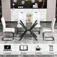 thumbnail image 5 of 47" Glass Dining Table, Modern Kitchen Dining with Tempered Glass Tabletop and X-Shape Metal Pedestal, Clear Glass Kitchen Dining Room Table for 4, 5 of 15