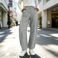thumbnail image 6 of Pants for Women Dqueduo Women's Plaid Button-Zipper Elastic Waist Curved Barrel Pants – Casual Trousers Gray XXL, 6 of 9