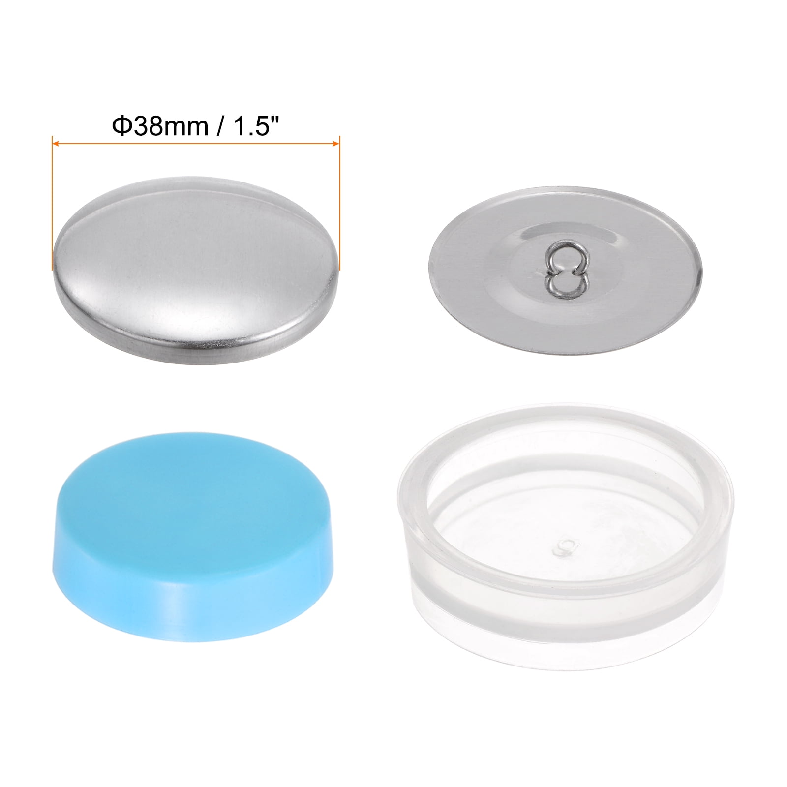 100 Sets Self Cover Button Kit 38mm Metal Aluminum Button with 2 Tools