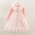 thumbnail image 3 of Vestido informal de algodón 100 % de Frozen Elsa Disney para niñas pequeñas, vestido de princesa, estampado de Elsa, reina de las nieves, línea A, bolso de otoño, ropa, 3 of 5