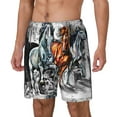 thumbnail image 2 of Balery Four Running Horses Mens Swim Trunks Swim Shorts for Men Quick Dry Inseam Beach Shorts with Compression Liner Pocket-3X-Large, 2 of 9