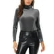 thumbnail image 1 of INSPIRAR CHIC Blusa de Mujer de Manga Larga Cuello Mock Cuello de Tortuga de Terciopelo Elástico L Gris, 1 of 6