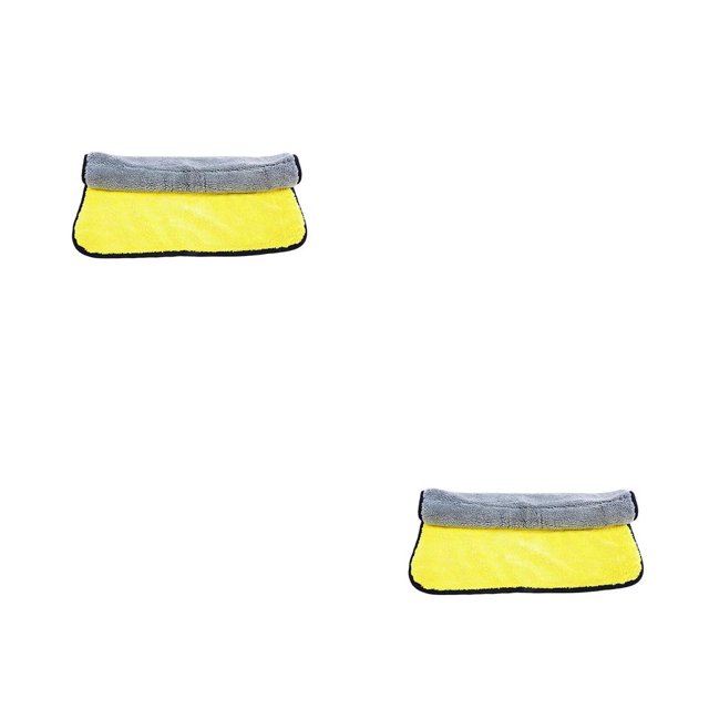 Redempat Car Drying Towel Water-Absorption Cleaning Cloth Stain Removal Auto Towels Gray Yellow 30*60cm 2Set