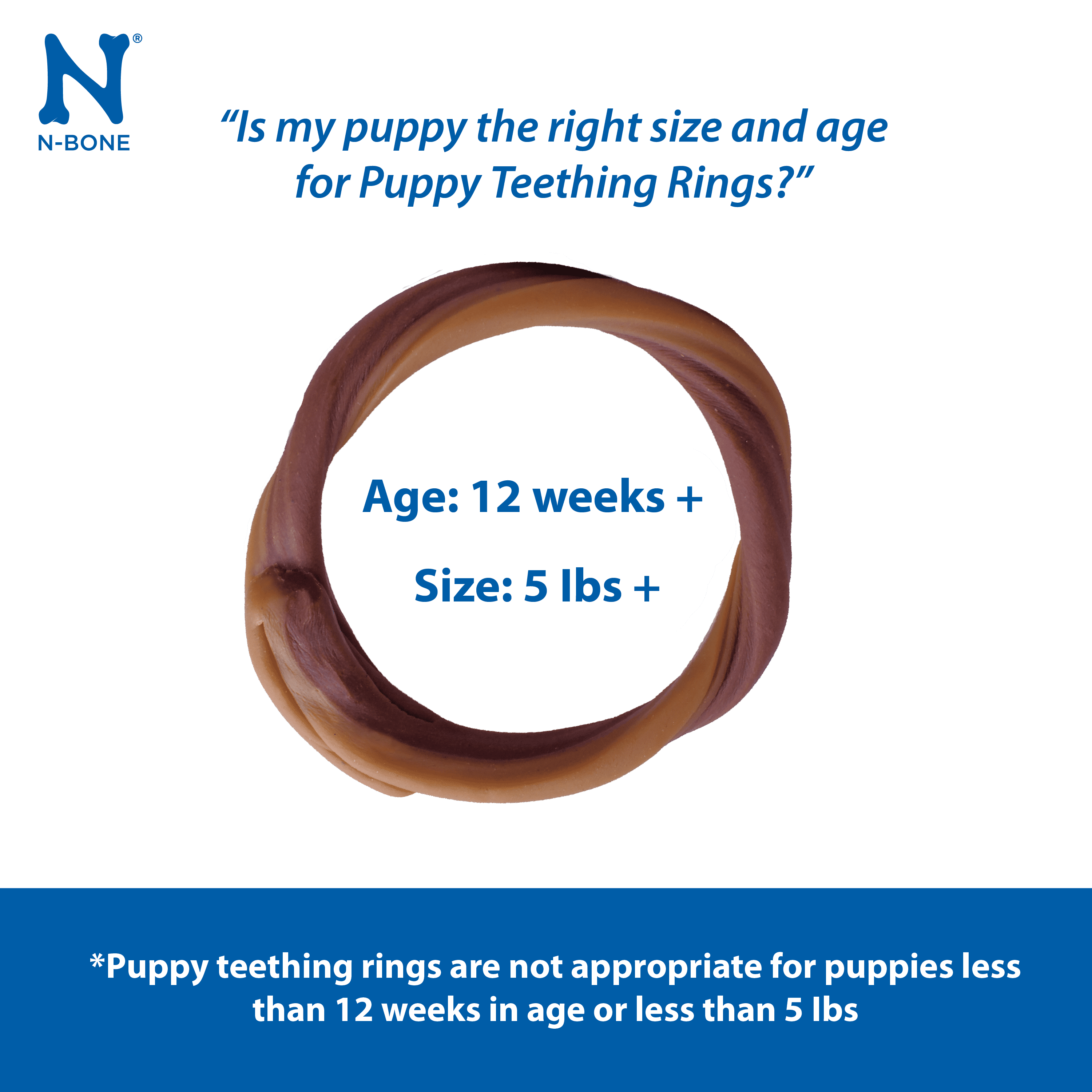 N-Bone Puppy Teething Rings for Puppies, Edible Puppy Chew Rings, Teething Relief for Puppies, Natural Puppy Chews, Soft Puppy Chews, Peanut Butter Flavor, 6-rings Bag x 3, 18 Count, 21.6 oz