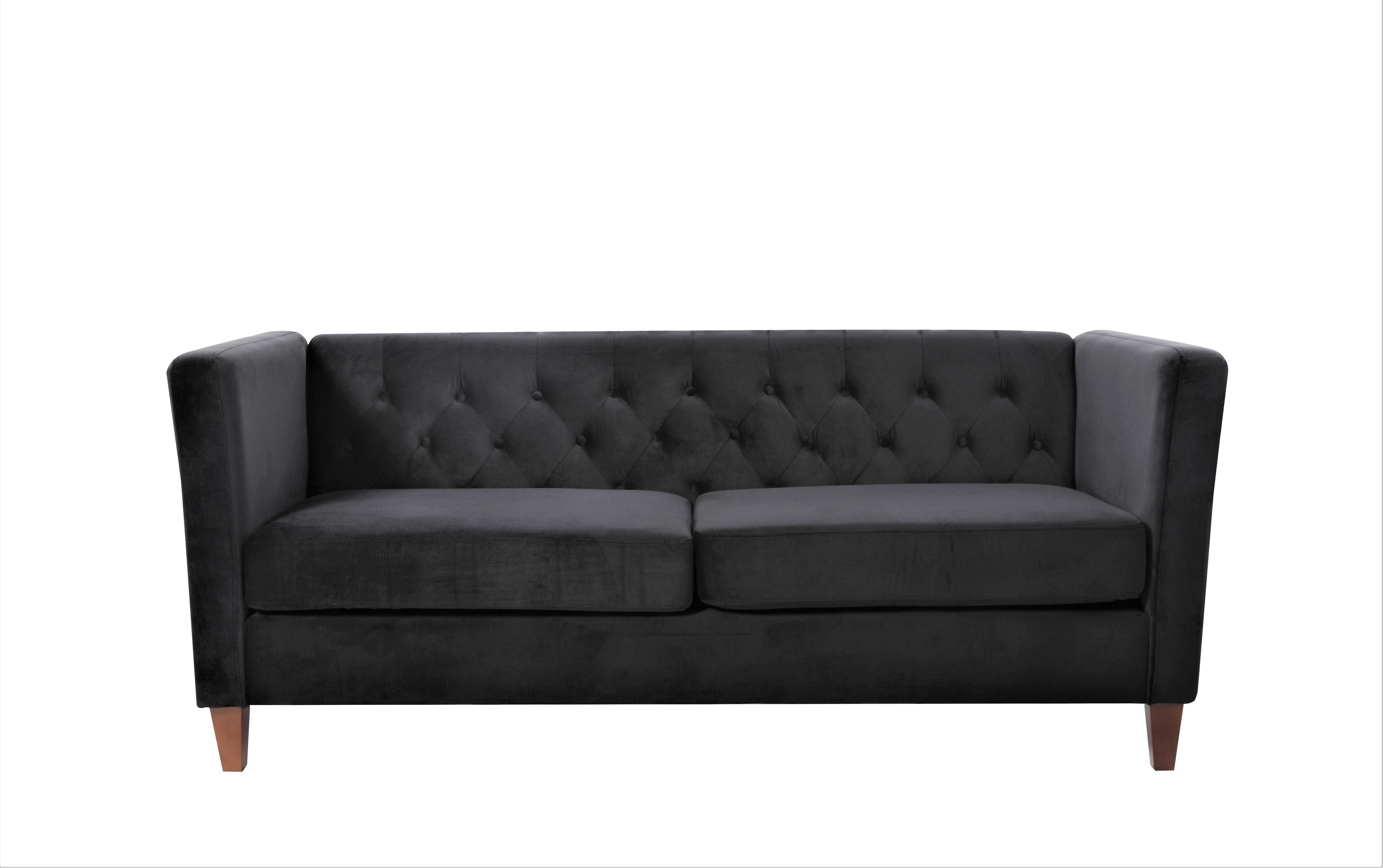 Uspridefurniture Lisette 73.3'' Velvet Square Arm Sofa,Black