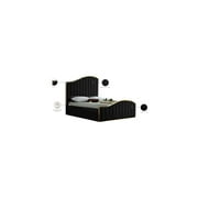 Meridian Furniture Jolie Queen Size Channel Tufting Velvet Standard Beds, Black