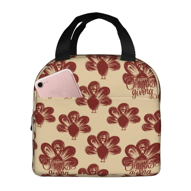 Disketp Thanksgiving Sketch Turkey Bolsa Térmica para Almuerzo para Hombre y Mujer, Ideal para Trabajo, Senderismo y Picnic