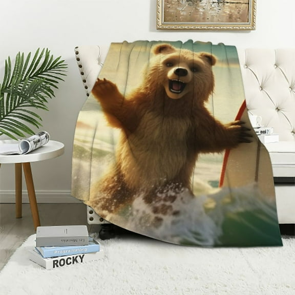 PRATYUS Cute Bear Throw Blanket, Super Soft Warm Throw Blanket for Couch, Sofa, Chair, Bed - Extra Cozy, Machine Washable, Comfortable Home Decor 40x50in
