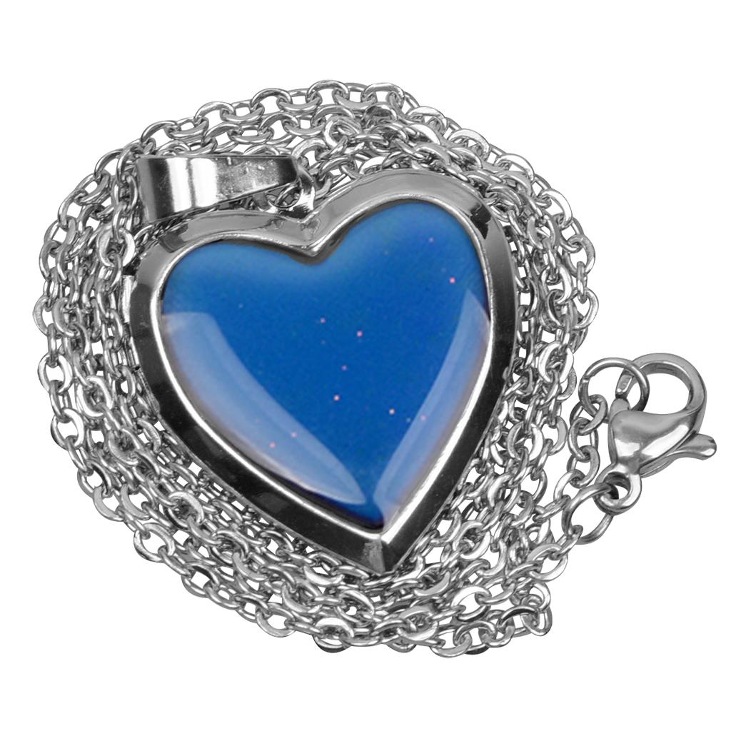 Collier Cœur Changeant De Couleur - Alliage, Détecte La Température - Pendentif Médaille Photo - Cadeau Femme Anniversaire, Saint-Valentin