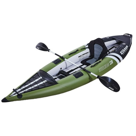 Elkton Outdoors Steelhead Fishing Kayak, Inflatable Touring, Single Person Angler, Includes Paddle, Hard Mounting Points, Bungee