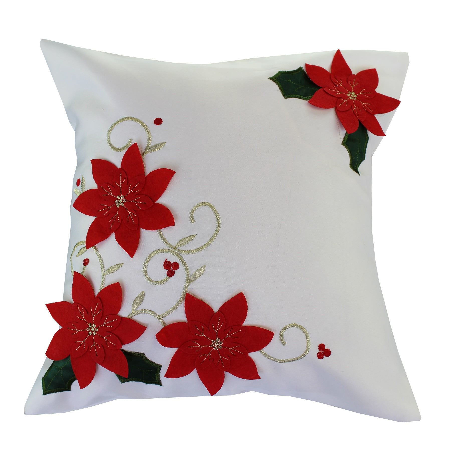Decorative christmas poinsettias with jessecmault design cushion cover