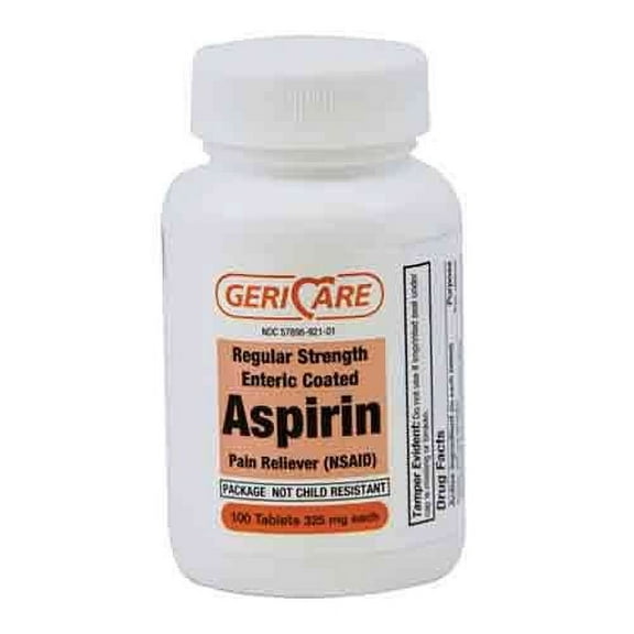 Geri-Care Pain Relief Aspirin Tablet 100 Ct 325 Mg | Pain Reliever and Fever Reducer Adults | Adult Low Dose Aspirin | Extra Strength Emergency Aspirin Heart Attack