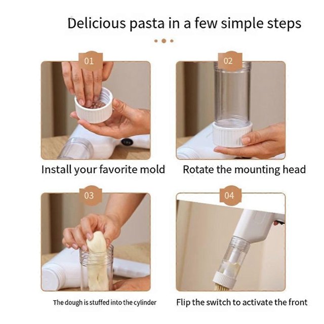 Electric Noodle Maker Handheld Pasta Machine with 6 Molds,B