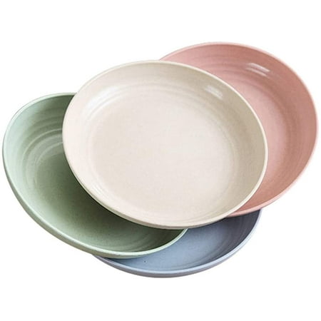 

4-Pcs 7.8in Wheat Stalk Dinner Plates Microwave & Dishwasher Safe Lightweight BPA Free Salad/Cake/Dissert Dishes for Baby Kids Toddler anti-fallen Non-Toxic (4-Pcs)