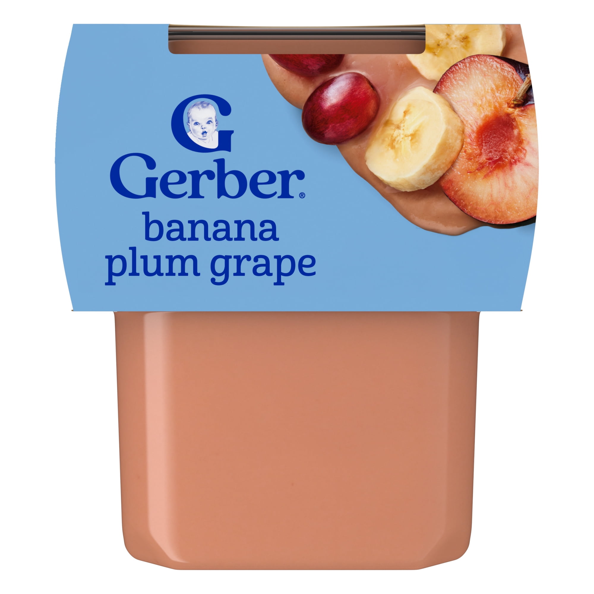 Gerber Stage 2 Baby Food, Banana Plum Grape Puree Tubs, Baby Puree, 2PK 8 oz