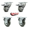 thumbnail image 2 of 3 Inch Gray Polyurethane Swivel Top Plate Caster Set 2 Lock Brakes 2 Rigid SCC, 2 of 2